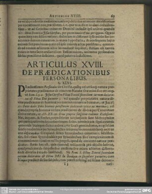 Articulus XVIII. De Praedicationibus Personalibus