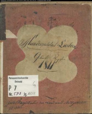 Zivilstandsregister der Munizipalität Liesborn (Geburten 1811, Aufgebote 1811, Heiraten 1811, Todesfälle 1811 und GAHT 1812) (5 Bände). (Gemeinde: Liesborn, Kreis Beckum)