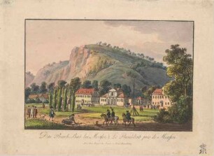 Die Kaltwasser-Heilanstalt Buschbad (Meißen-Buschbad) unterhalb des Götterfelsens im Triebischtal südwestlich von Meißen