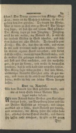 Das 14. Kapitel. Wie dem Reinold sein Roß ...
