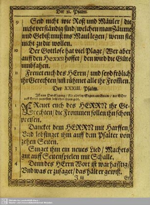 Der XXXIII. Psalm