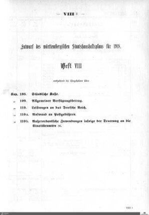 Staatshaushaltsplan 1918, Heft 8