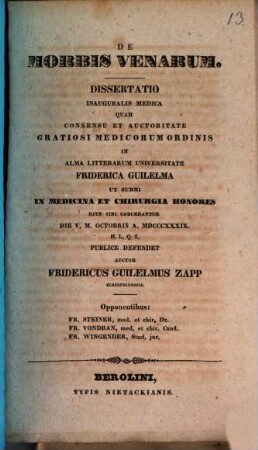 De morbis venarum : diss. inaug. med.
