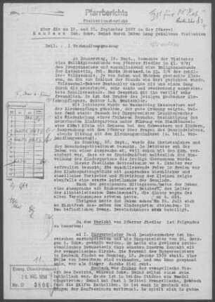 Heubach: Visitationsbericht mit Pfarrbericht 1957
