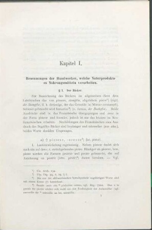 Kapitel I. Benennungen der Handwerker, welche Naturprodukte zu Nahrungsmitteln verarbeiten.