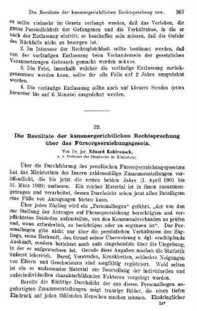 367-374, Die Resultate der kammergerichtlichen Rechtsprechung über das Fürsorgeerziehungsgesetz