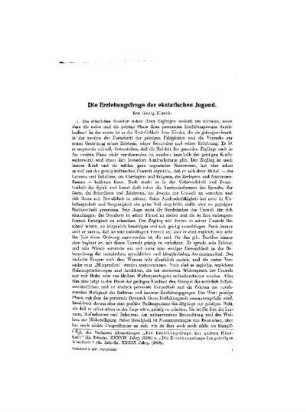 Die Erziehungsfrage der ekstatischen Jugend