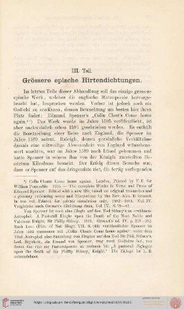 III. Teil: Grössere epische Hirtendichtungen