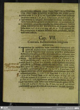 Cap. VII. Contraria Restitutionis in integrum absolvens