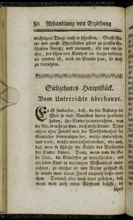 Siebzehntes Hauptstück. Vom Unterrichte überhaupt.
