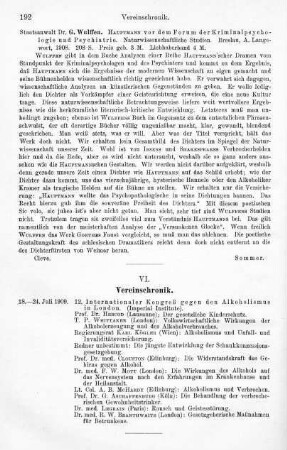 192, VI. Vereinschronik