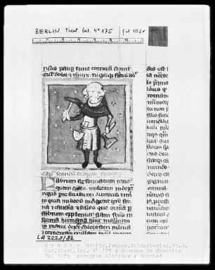 Glossa super Mattheum; Jacobus de Cessolis, de moribus hominum et officiis nobilium super ludo schachorum — Ein Maurer?, Folio 103verso