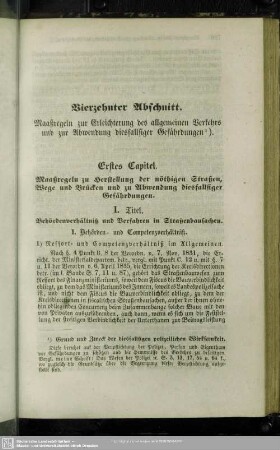 Vierzehnter Abschnitt. Maaßregeln zur Erleichterung des allgemeinen Verkehrs und zur Abwendung diesfalliger Gefährdungen