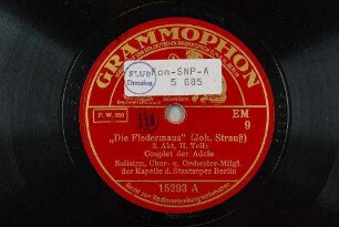 "Die Fledermaus" : 3. Akt, II. Teil: Couplet der Adele / (Joh. Strauß)