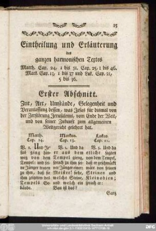 Eintheilung und Erläuterung des ganzen harmonischen Textes