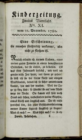 Nro. XI. vom 11. December 1780