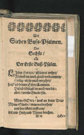 Die Sieben Buss-Psalmen. Der Sechste/ als Der Erste Buß-Psalm.