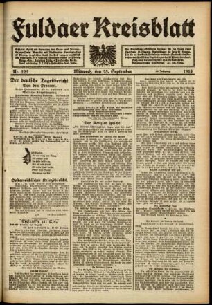 Ausgabe vom Mittwoch, den 25. September 1918.