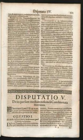 Disputatio V. De iis quae sunt medium noscendi Conditionata liberè futura.
