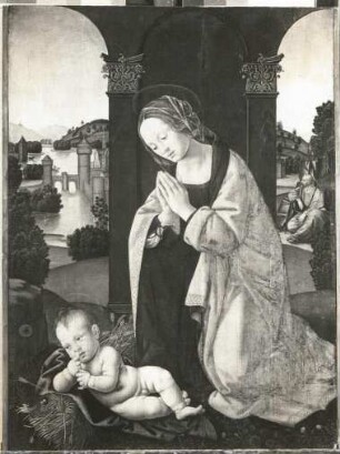 Gemälde "Heilige Familie" (L. di Credi; Öl auf Leinwand; 875 x 650 cm; Staatliche Kunstsammlungen Dresden (SKD))