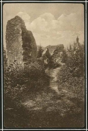 Erster Weltkrieg - "Aus den Stellungskriegen in den Vogesen". Schirmeck, Département Bas-Rhin, Schlossruine