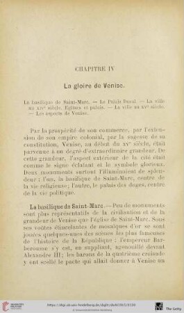 Chapitre IV: La gloire de Venise