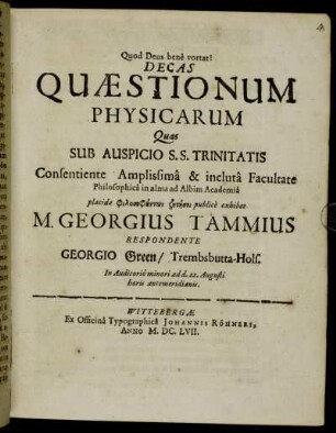 Decas Quaestionum Physicarum