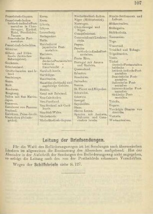 Leitung der Briefsendungen
