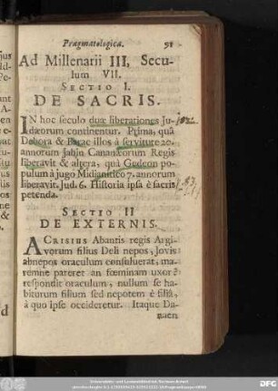 Sectio I. De Sacris.