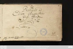 Pertinet ad Eliam Augustini. Dub. Hung. ad ann. 1663 : Stammbuch Elias Augustinus