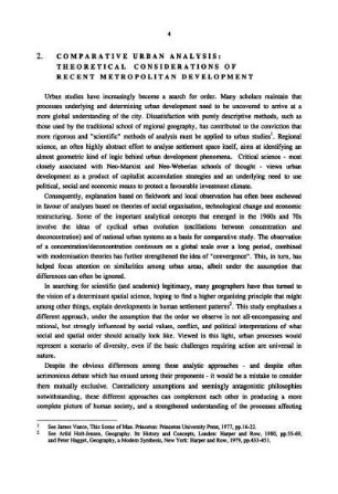 2. Comparative urban analysis: theoretical considerations of recent metropolitan development