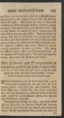 Wie Clemens gen Dampmartin zu dem König und Sultan zu Babylonia kam ...