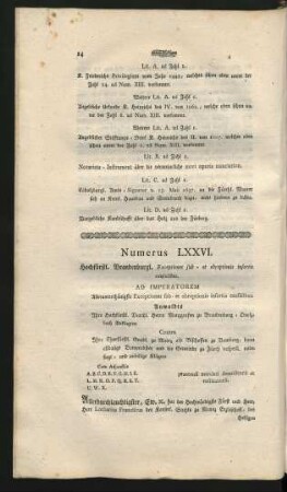 Numerus LXXVI. Hochfürstl. Brandenburgl. Exceptiones sub - et obreptionis insertis causalibus ...