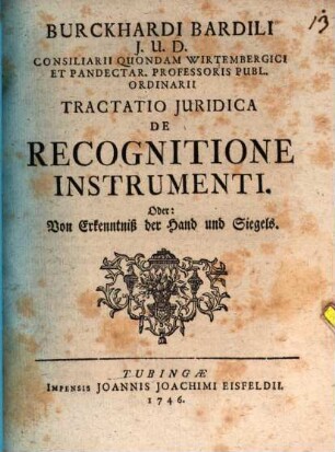 Tractatio iur. de recognitione instrumenti