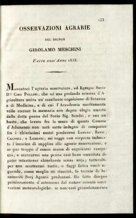 Osservazioni Agrarie del 1833