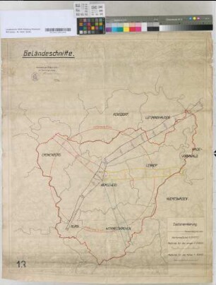 Geländeschnitte [von Remscheid und Umgebung]. [Bl.] 13. Remscheid 20. Apr. 1928. Der Oberbürgermeister