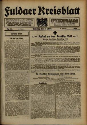 Zweite Ausgabe vom Samstag, den 04. April 1914.