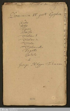 Ms. Ff. Mus. 1434 - Dominica IV. post Epiphan. : a canto, alto, tenore, basso, violino 1., violino 2., viola, violoncello, fagotto, cembalo