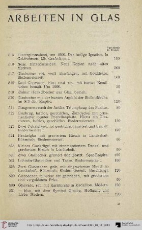 Arbeiten in Glas (Nr. 515-582)
