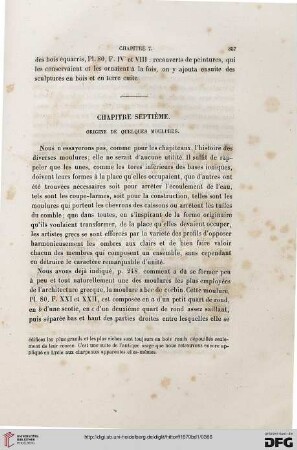 Chapitre septième. Origine de quelques moulures