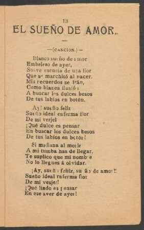 El sueño de amor. : (Canción.)