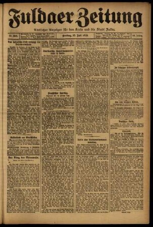Erste Ausgabe vom Freitag, den 15. Juli 1921.