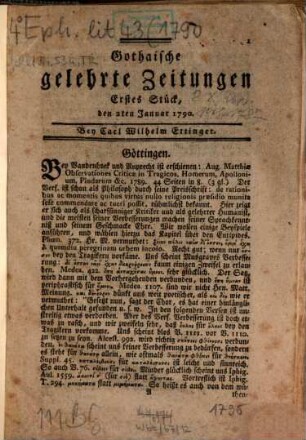 Gothaische gelehrte Zeitungen : auf das Jahr .... 1790, 1790