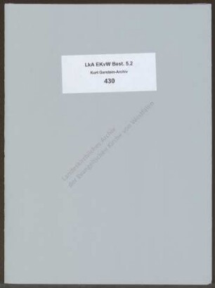 Zeitübersicht über Leben von Kurt Gerstein vom 22.3.1964, angefertigt von Elfriede Gerstein
