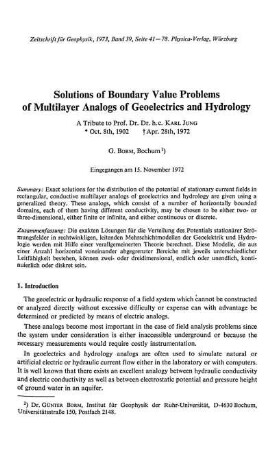 Solutions of boundary value problems of multilayer analogs of geoelectrics and hydrology