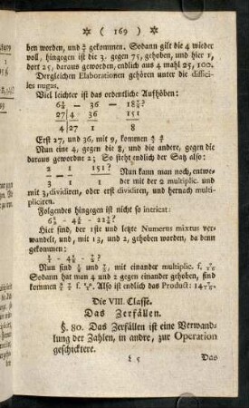 169-265, Die VIII. Classe. Das Zerfällen