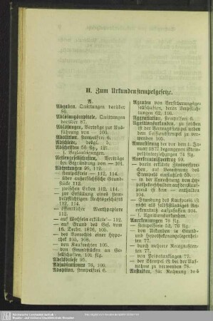 [Sachregister] II. Zum Urkundenstempelgesetze