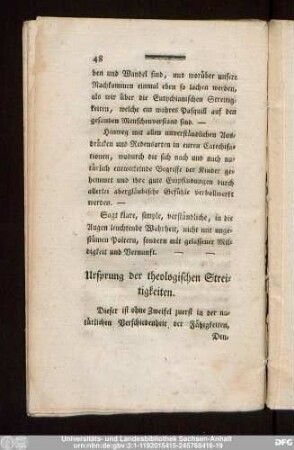 Ursprung der theologischen Streitigkeiten.