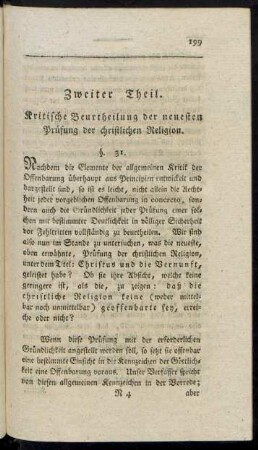 Zweiter Theil. Kritische Beurtheilung der neuesten Prüfung der christlichen Religion