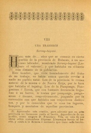 VIII. Una tradición